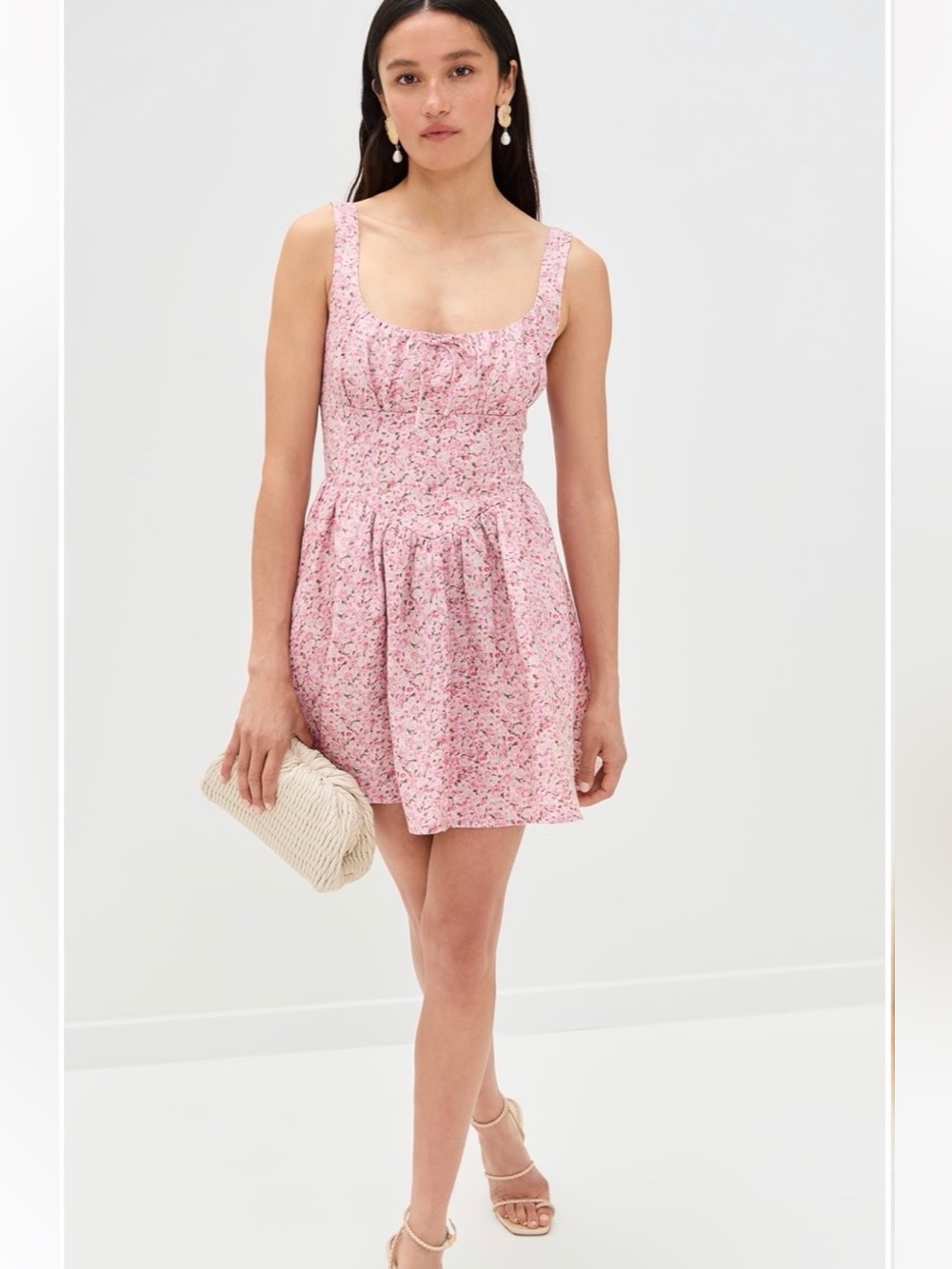New Reformation Daria Linen Mini Dress